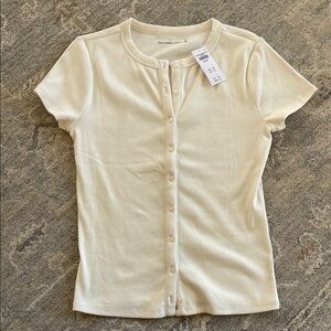 NWT Abercrombie & Fitch Off-White Ribbed Henley Top